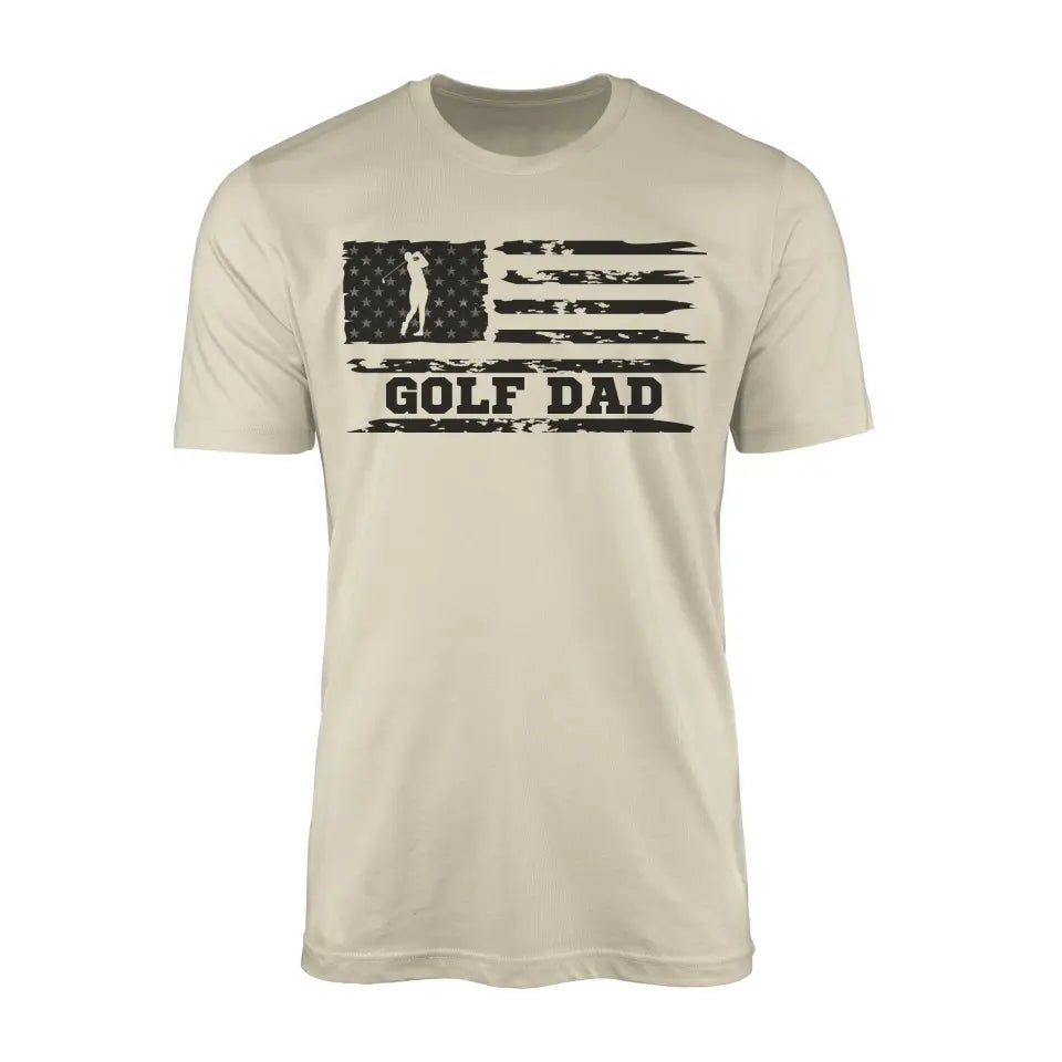 Golf Dad Horizontal Flag on a Men's T-Shirt with a Black Graphic