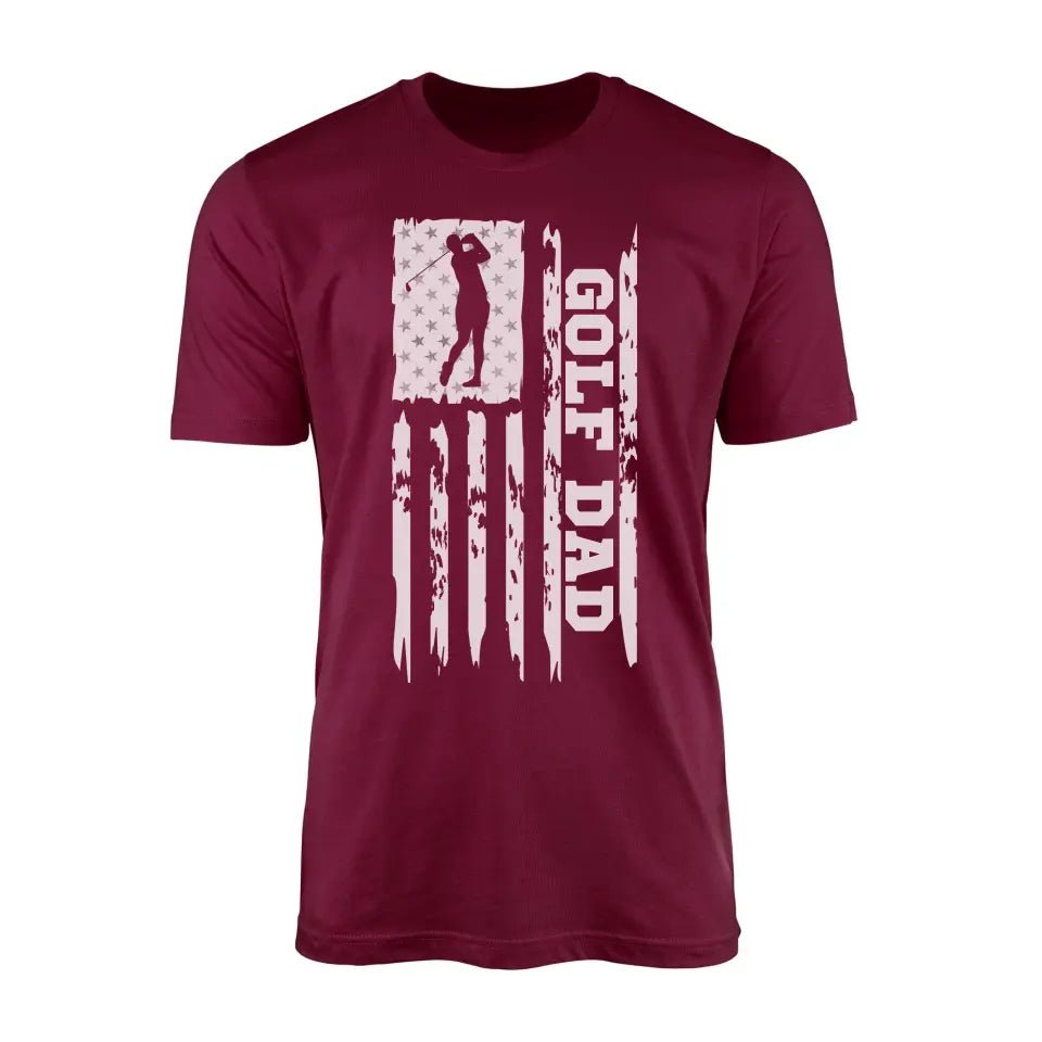 Golf Dad Vertical Flag on a Men's T-Shirt with a White Graphic