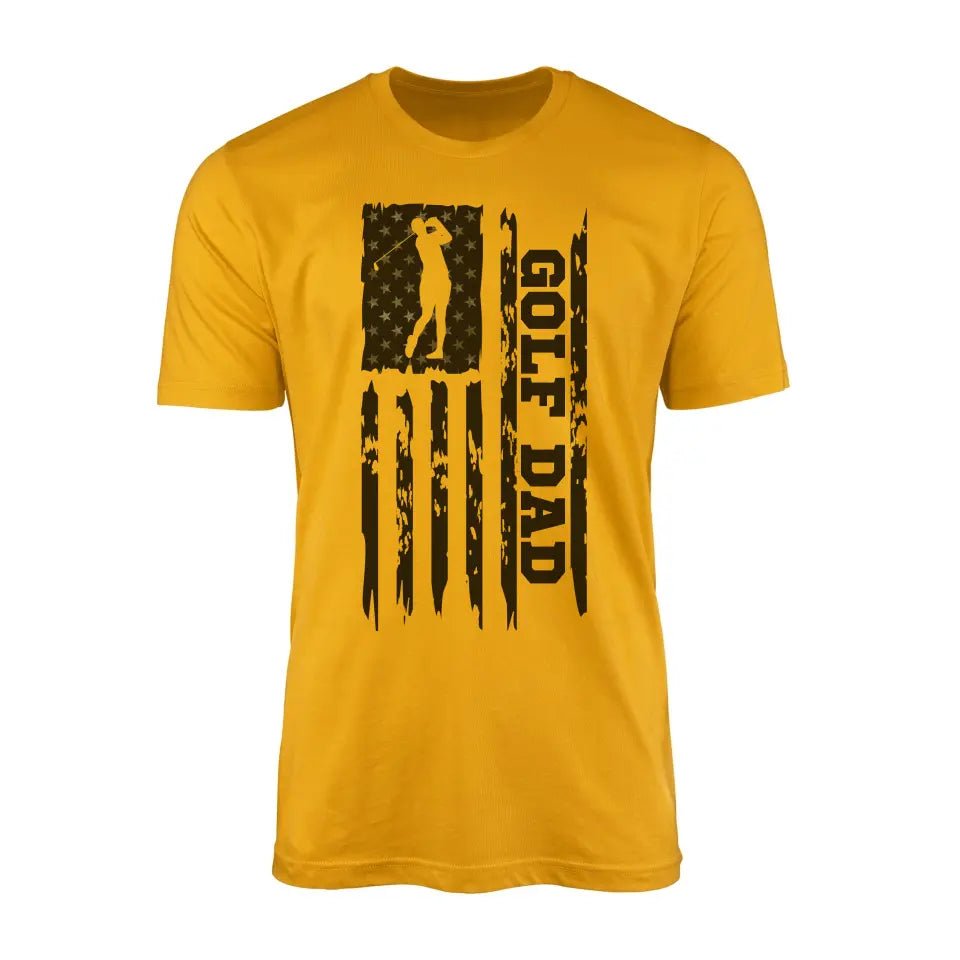 Golf Dad Vertical Flag on a Men's T-Shirt with a Black Graphic