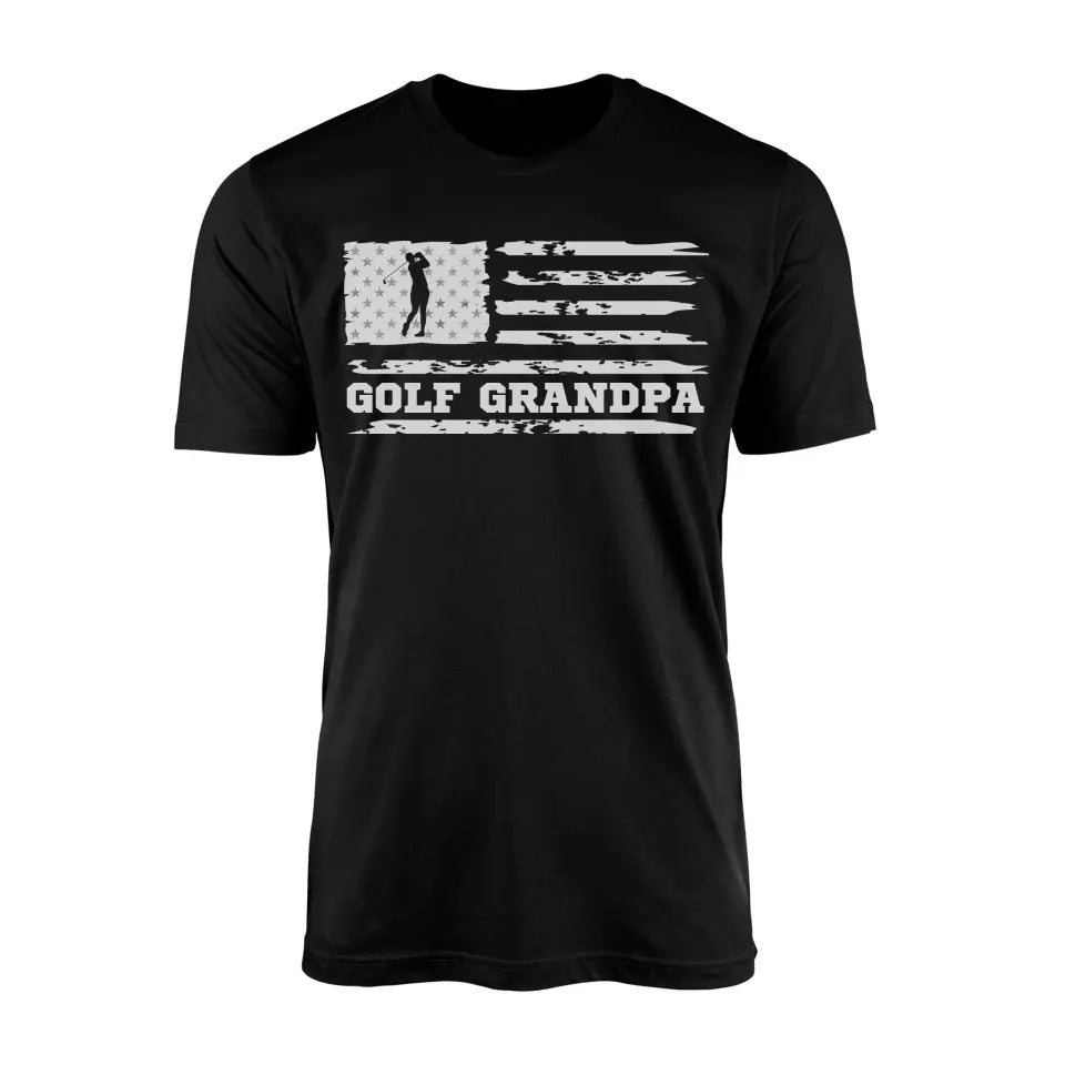 Golf Grandpa Horizontal Flag on a Men's T-Shirt with a White Graphic