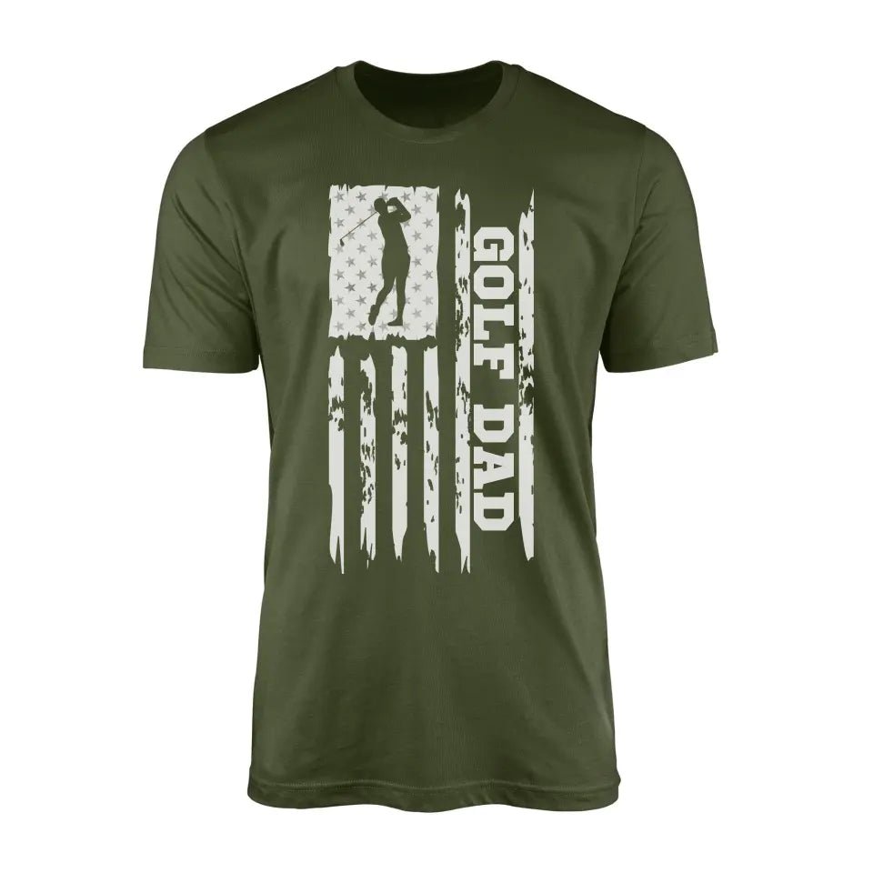Golf Dad Vertical Flag on a Men's T-Shirt with a White Graphic