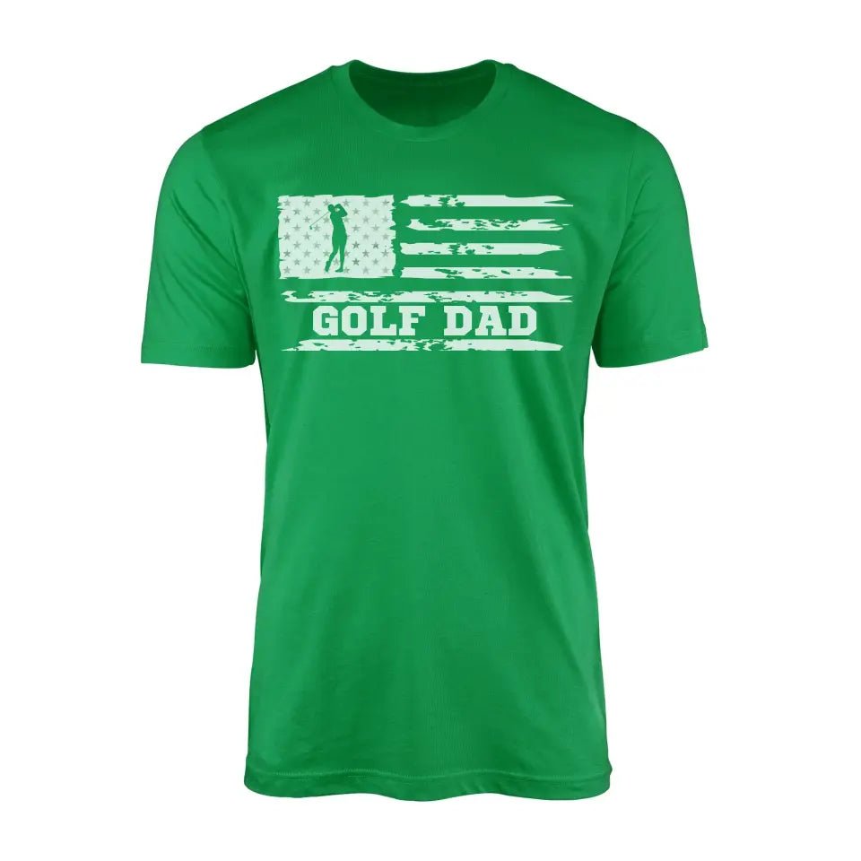 Golf Dad Horizontal Flag on a Men's T-Shirt with a White Graphic