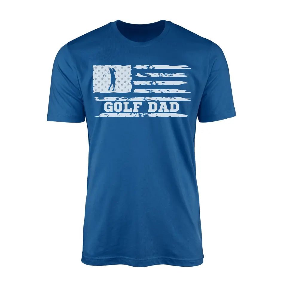 Golf Dad Horizontal Flag on a Men's T-Shirt with a White Graphic