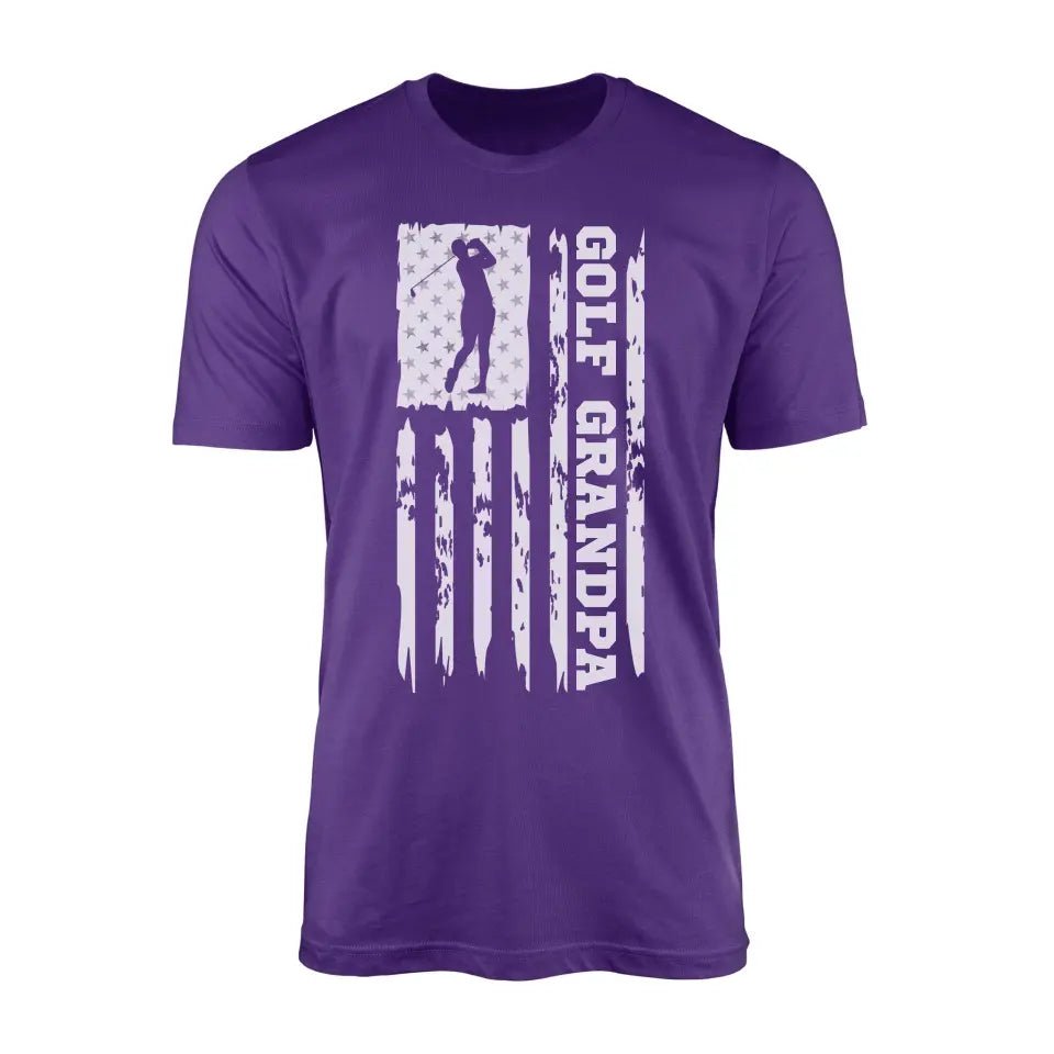 Golf Grandpa Vertical Flag on a Men's T-Shirt with a White Graphic