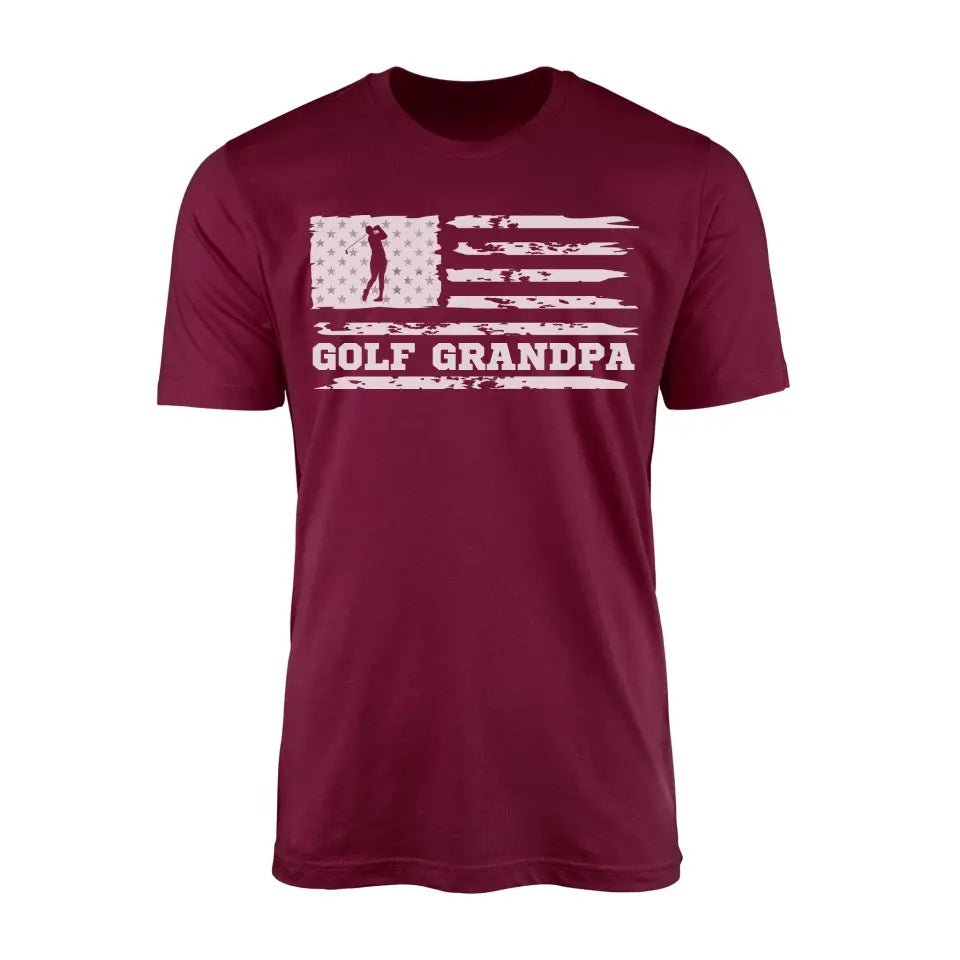 Golf Grandpa Horizontal Flag on a Men's T-Shirt with a White Graphic