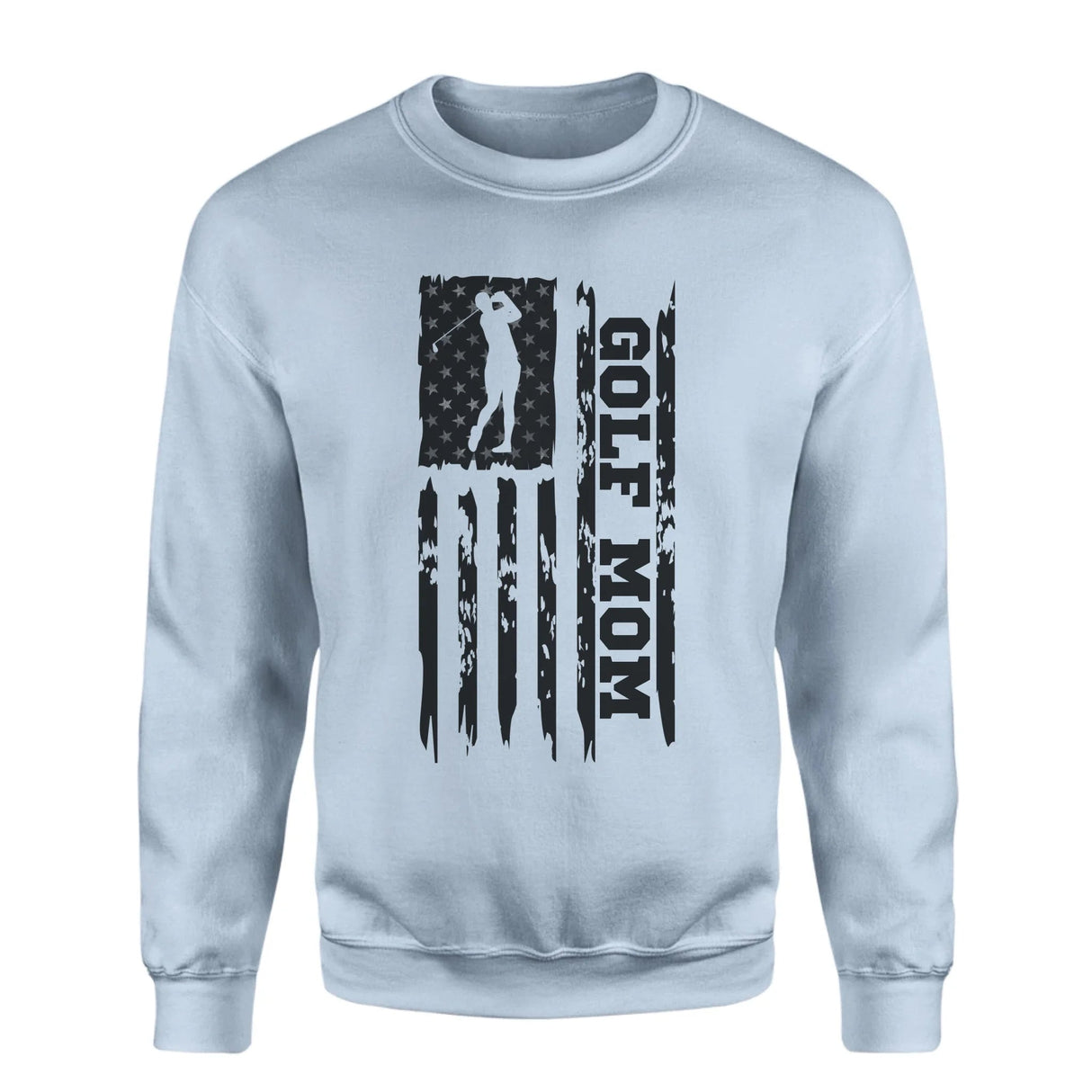Golf Mom Vertical Flag on a Sweatshirt with a Black Graphic