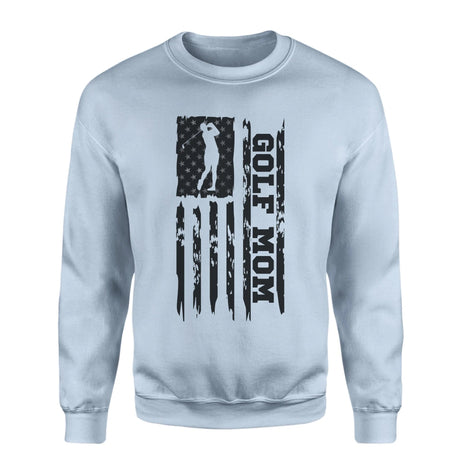 Golf Mom Vertical Flag on a Sweatshirt with a Black Graphic