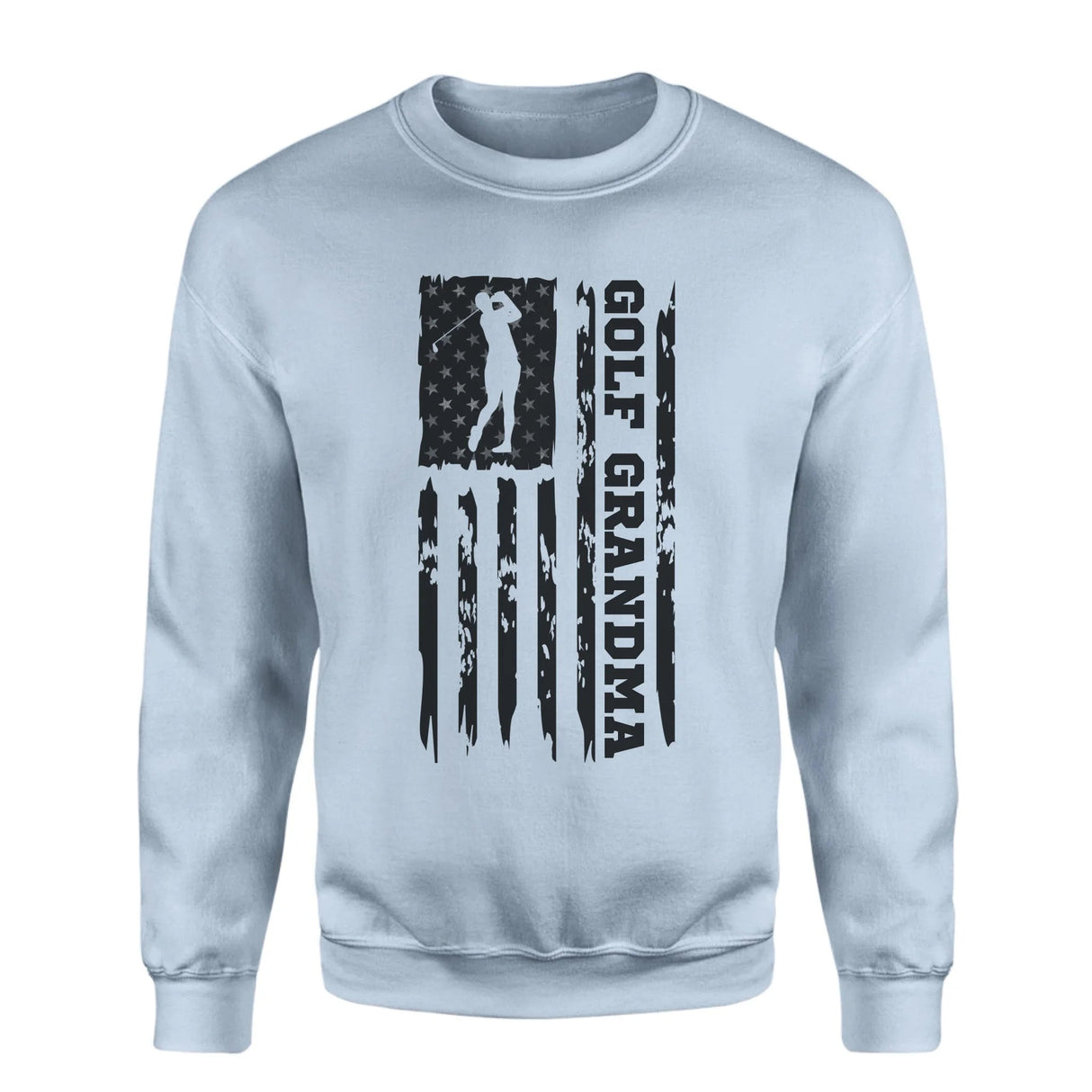 Golf Grandma Vertical Flag on a Sweatshirt with a Black Graphic