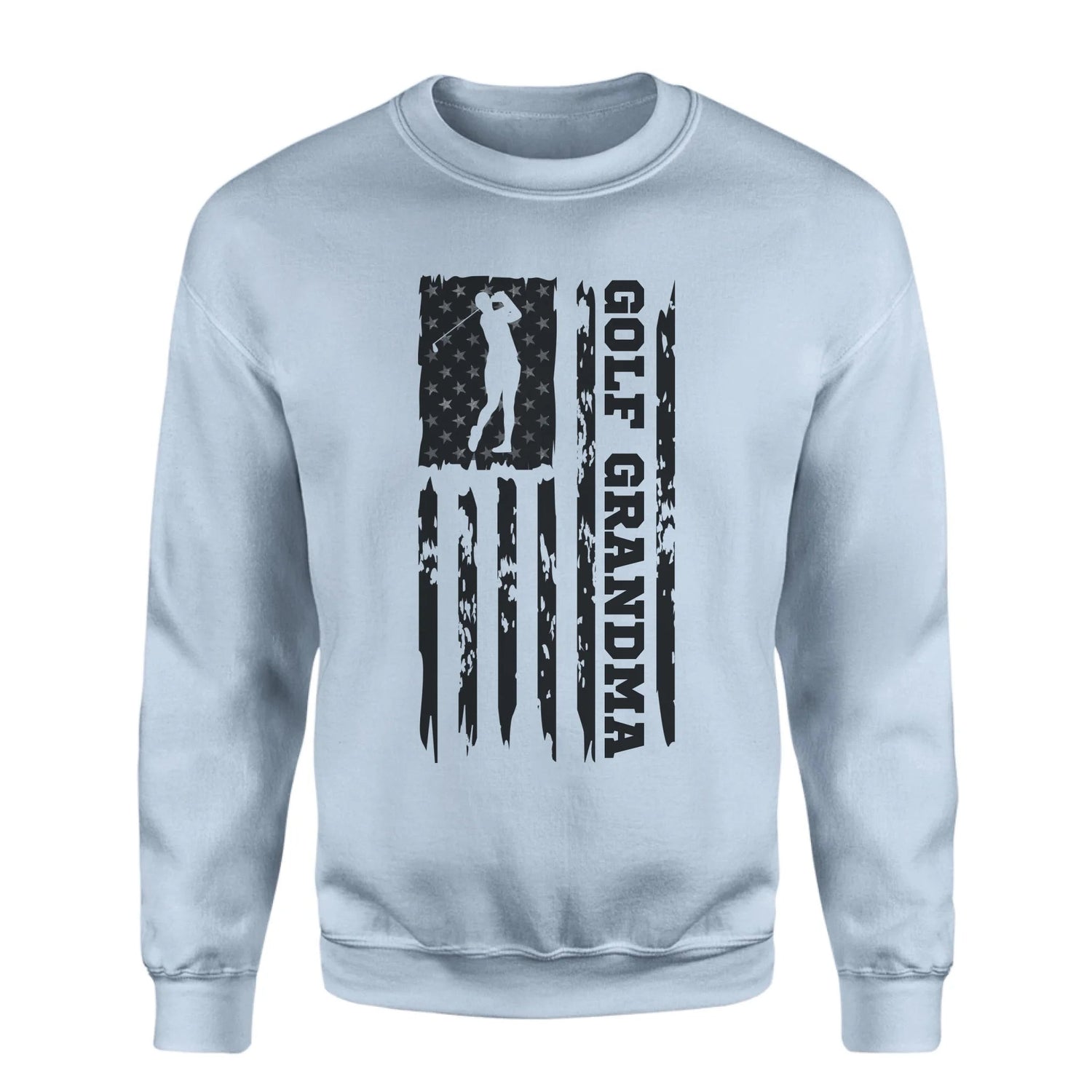 Golf Grandma Vertical Flag on a Sweatshirt with a Black Graphic