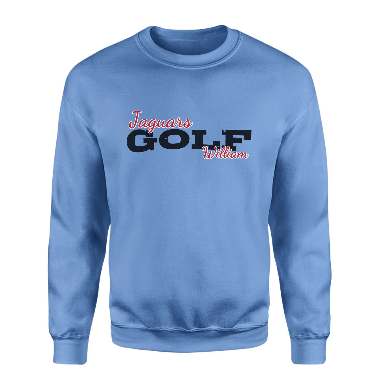 Custom Golf Mascot and Golfer Name on a Sweatshirt with a Black Graphic