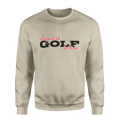 Custom Golf Mascot and Golfer Name on a Sweatshirt with a Black Graphic