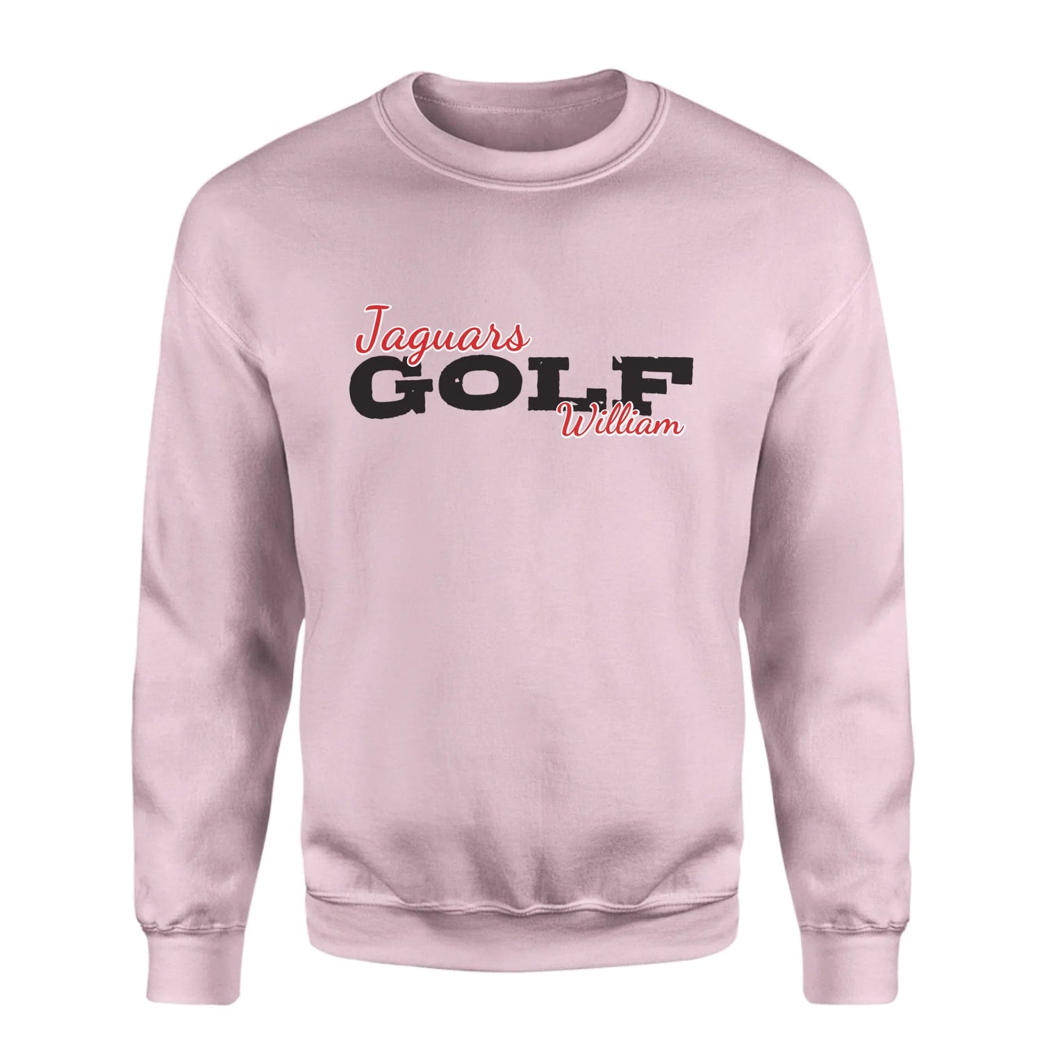 Custom Golf Mascot and Golfer Name on a Sweatshirt with a Black Graphic