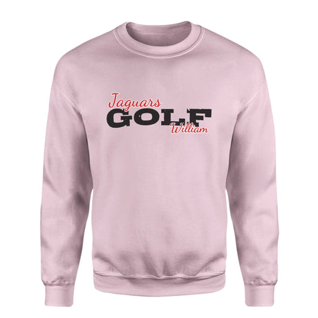 Custom Golf Mascot and Golfer Name on a Sweatshirt with a Black Graphic