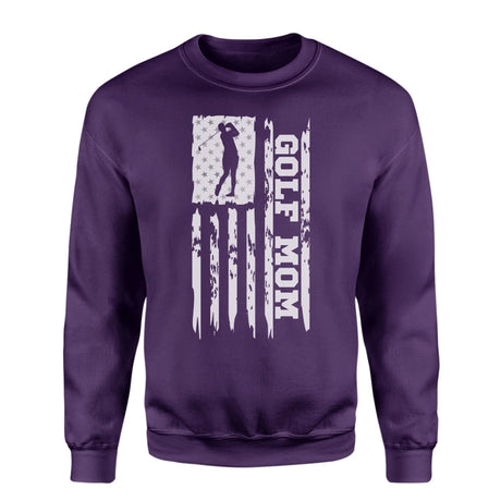 Golf Mom Vertical Flag on a Sweatshirt with a White Graphic
