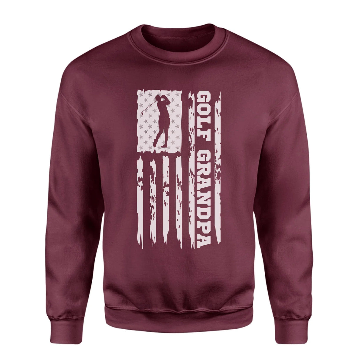Golf Grandpa Vertical Flag on a Sweatshirt with a White Graphic