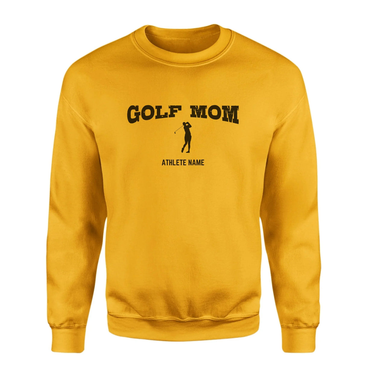 Golf Mom with Golfer Icon and Golfer Name on a Sweatshirt with a Black Graphic