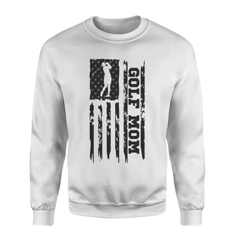 Golf Mom Vertical Flag on a Sweatshirt with a Black Graphic