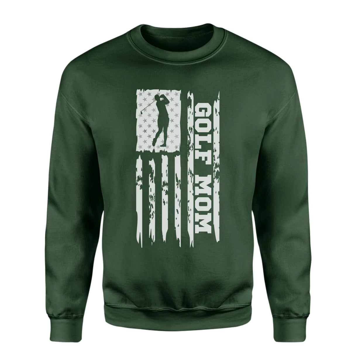 Golf Mom Vertical Flag on a Sweatshirt with a White Graphic