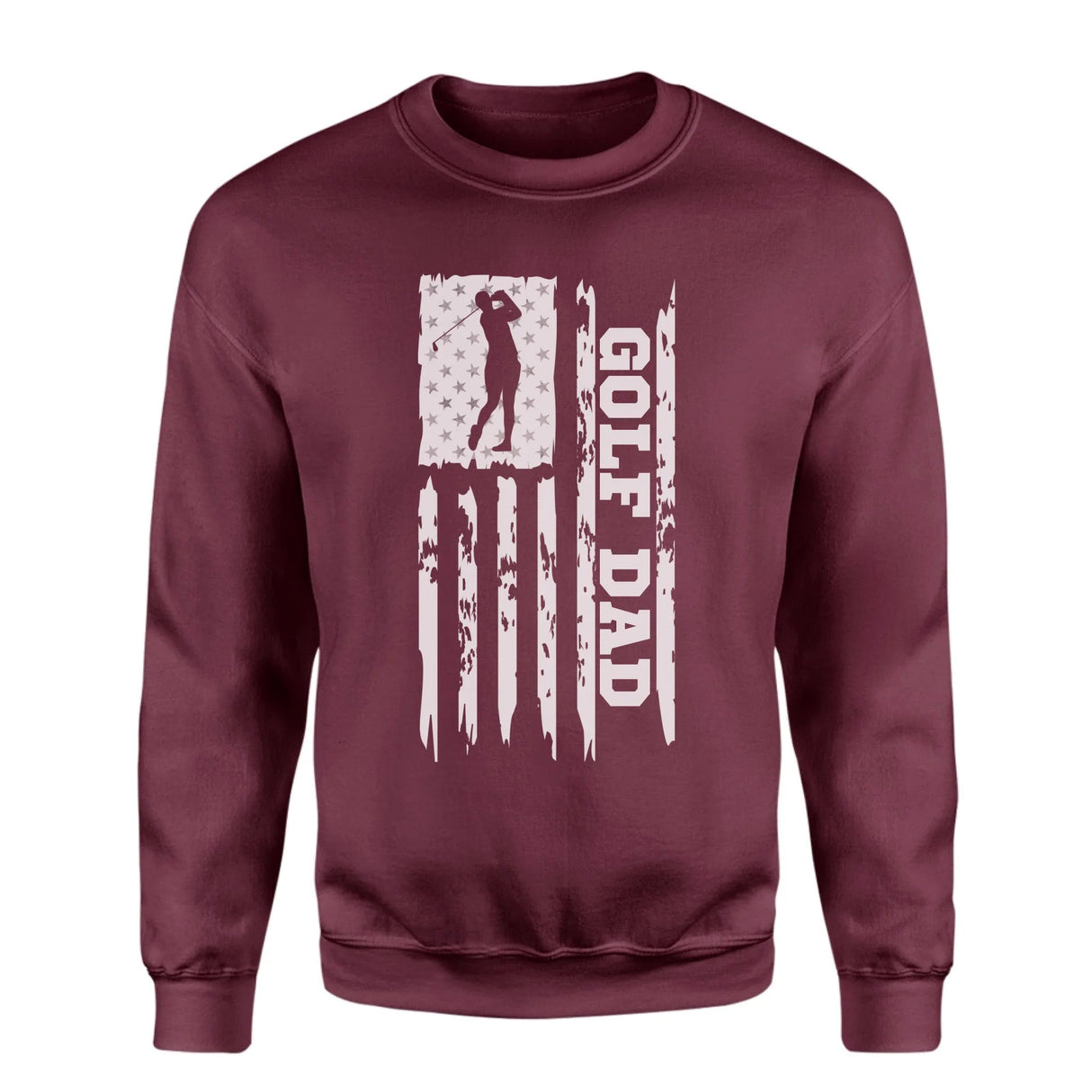 Golf Dad Vertical Flag on a Sweatshirt with a White Graphic