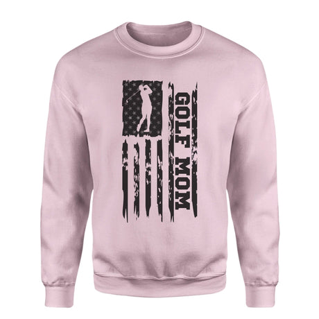 Golf Mom Vertical Flag on a Sweatshirt with a Black Graphic