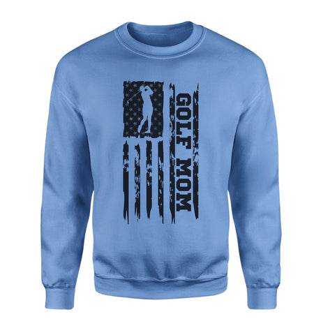 Golf Mom Vertical Flag on a Sweatshirt with a Black Graphic