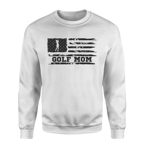 Golf Mom Horizontal Flag on a Sweatshirt with a Black Graphic