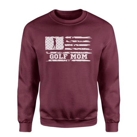 Golf Mom Horizontal Flag on a Sweatshirt with a White Graphic