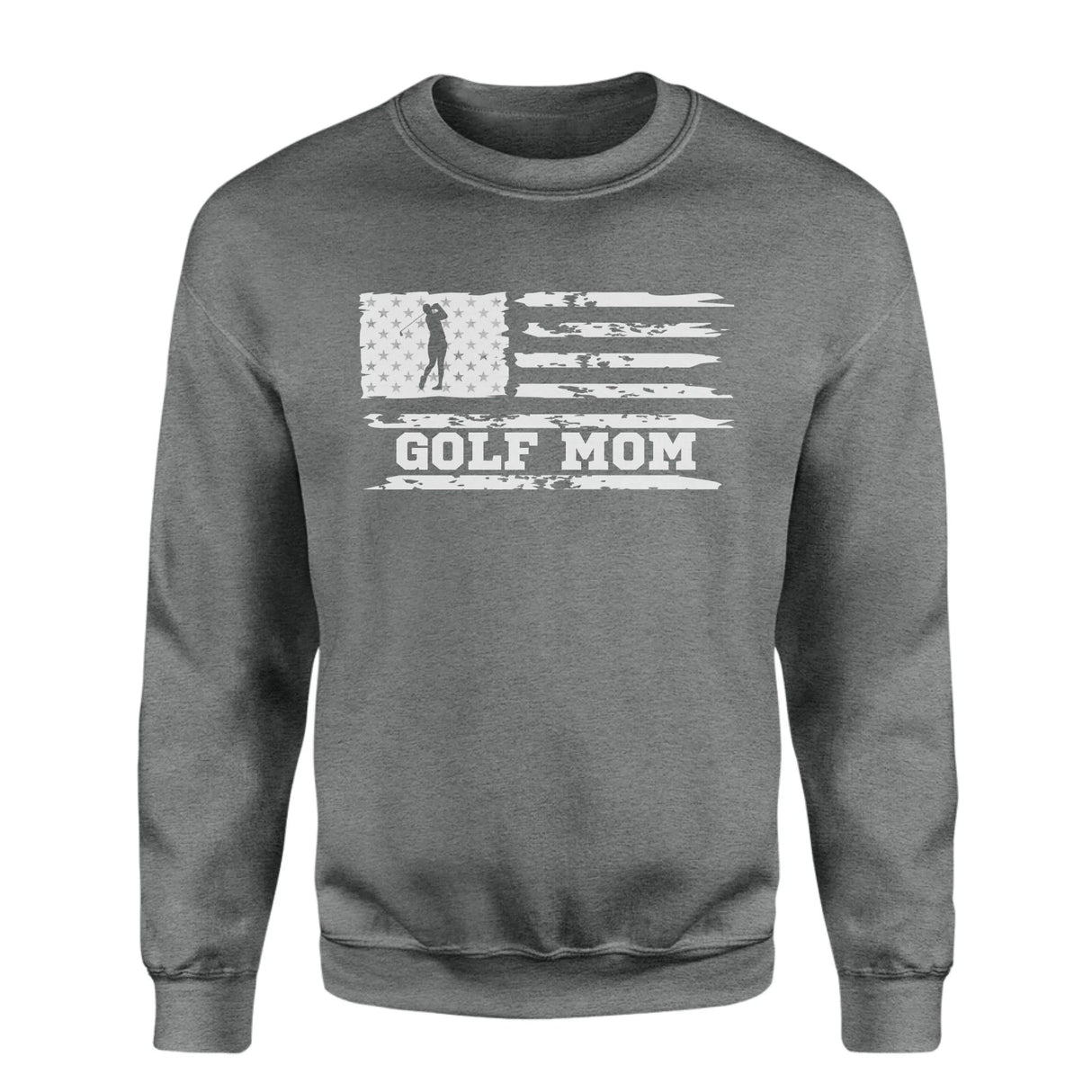 Golf Mom Horizontal Flag on a Sweatshirt with a White Graphic