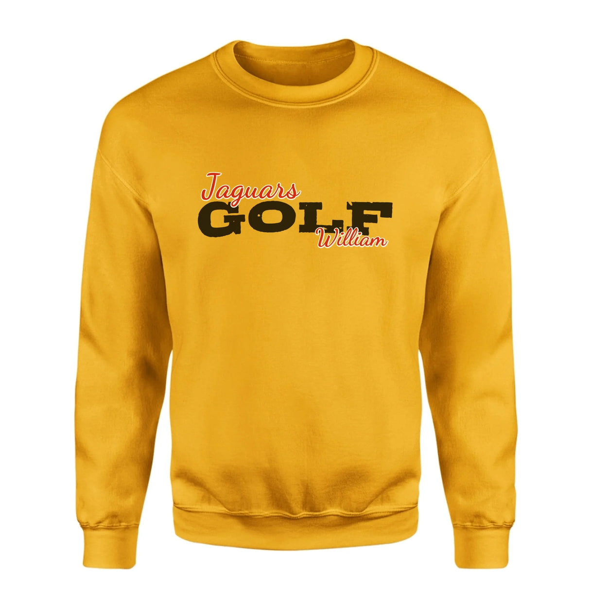 Custom Golf Mascot and Golfer Name on a Sweatshirt with a Black Graphic