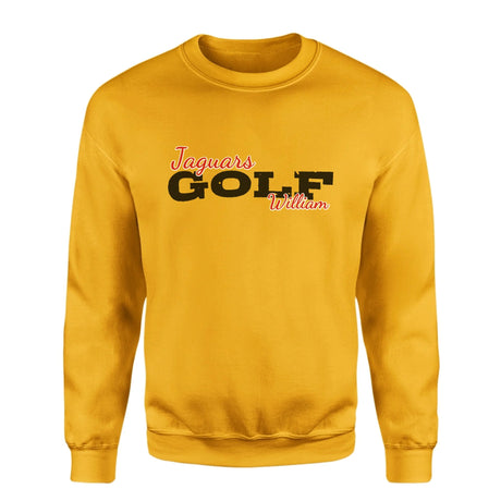 Custom Golf Mascot and Golfer Name on a Sweatshirt with a Black Graphic
