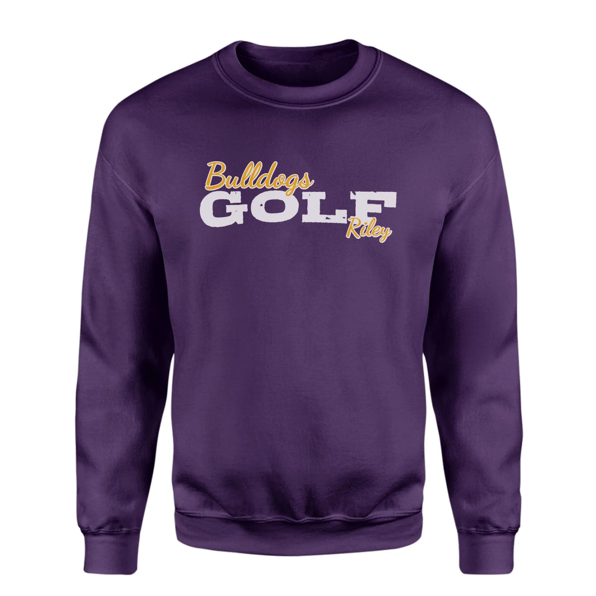 Custom Golf Mascot and Golfer Name on a Sweatshirt with a White Graphic
