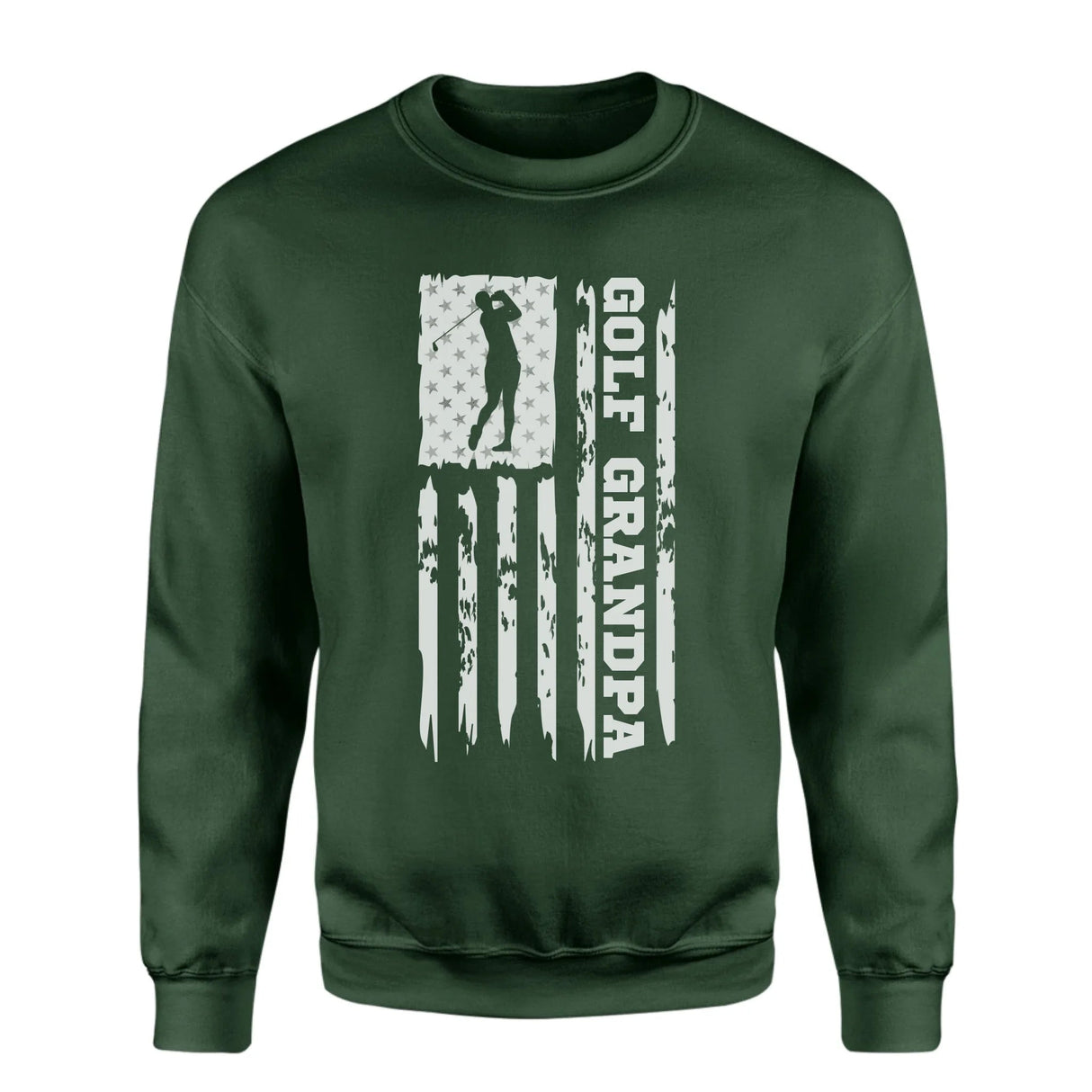 Golf Grandpa Vertical Flag on a Sweatshirt with a White Graphic