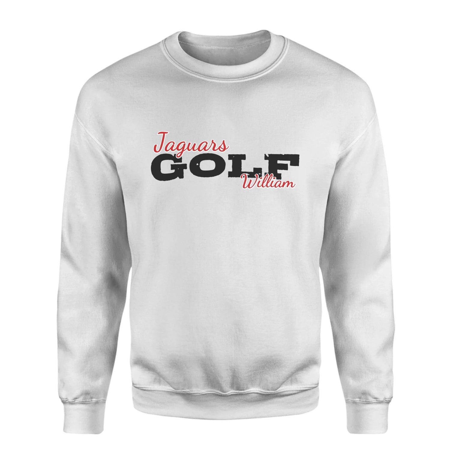 Custom Golf Mascot and Golfer Name on a Sweatshirt with a Black Graphic