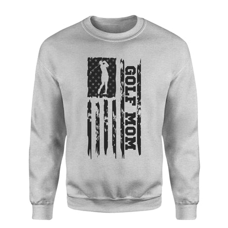 Golf Mom Vertical Flag on a Sweatshirt with a Black Graphic