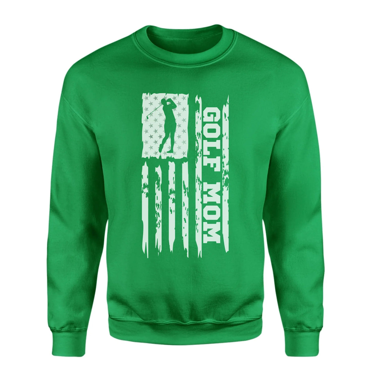 Golf Mom Vertical Flag on a Sweatshirt with a White Graphic