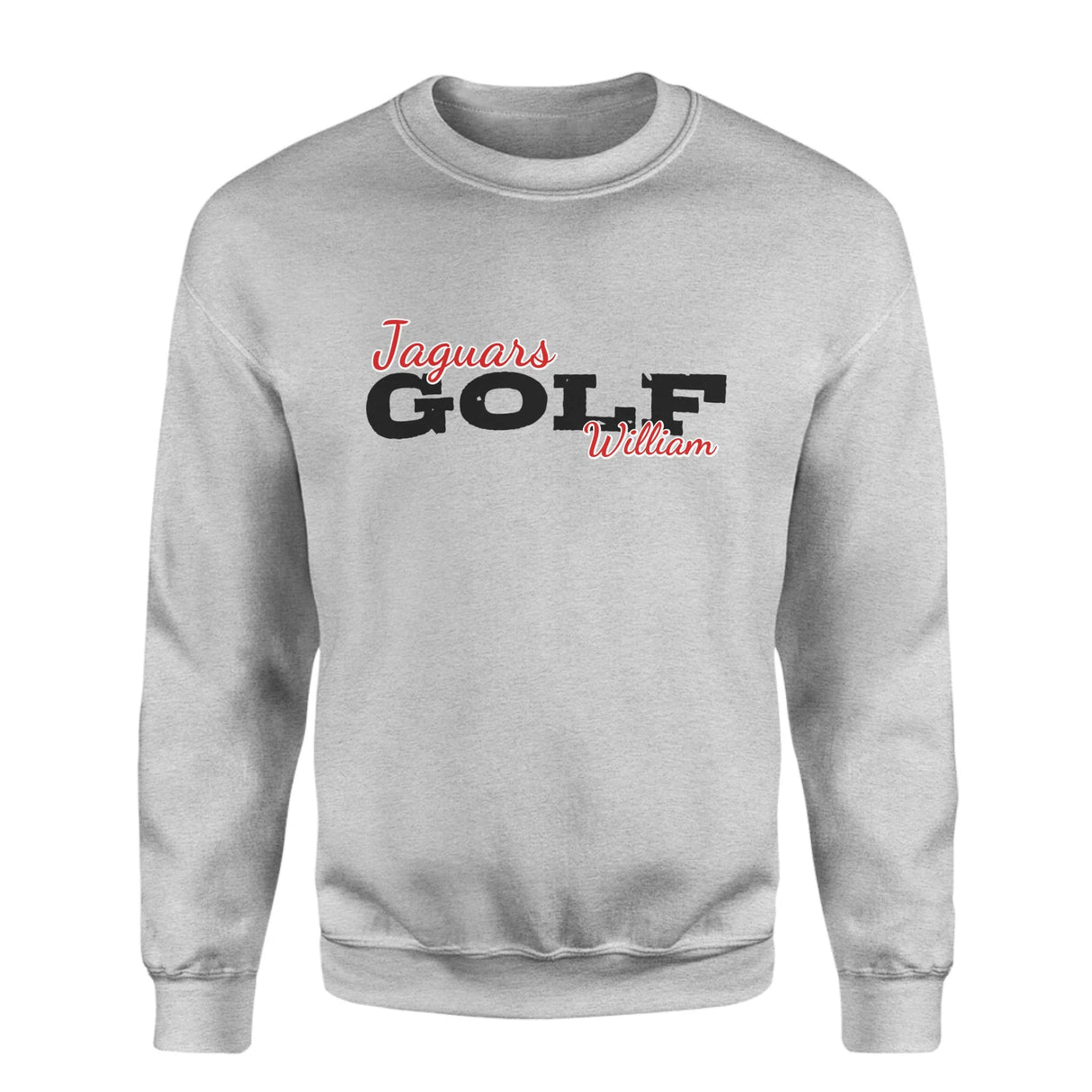 Custom Golf Mascot and Golfer Name on a Sweatshirt with a Black Graphic