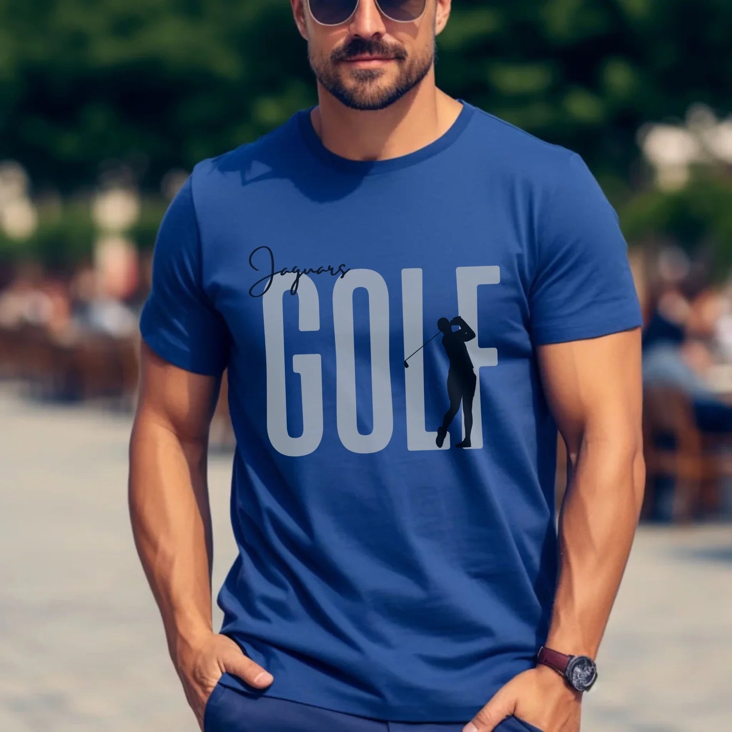 Personalized Golf Shirt With Modern Bold Design on a Unisex T-Shirt