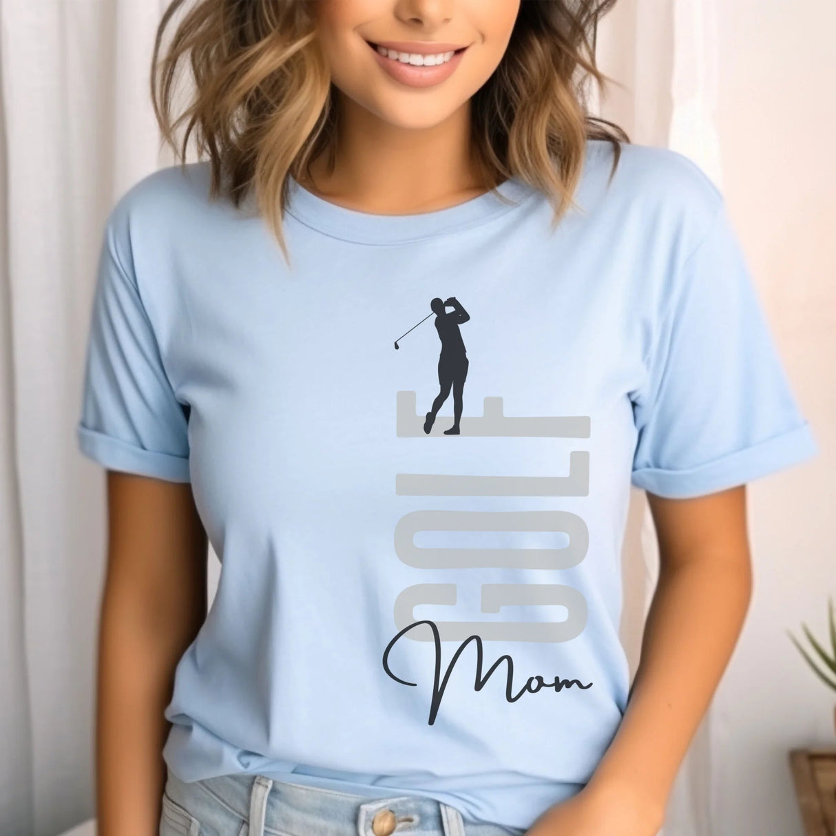 Personalized Golf Mom Shirt With Mascot, Icon, and Golfer Name on a Unisex T-Shirt