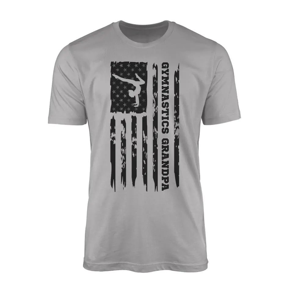 Gymnastics Grandpa Vertical Flag on a Men's T-Shirt with a Black Graphic