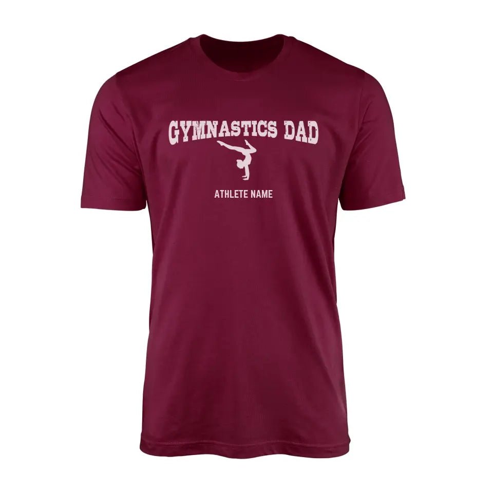 Gymnastics Dad with Gymnast Icon and Gymnast Name on a Men's T-Shirt with a White Graphic