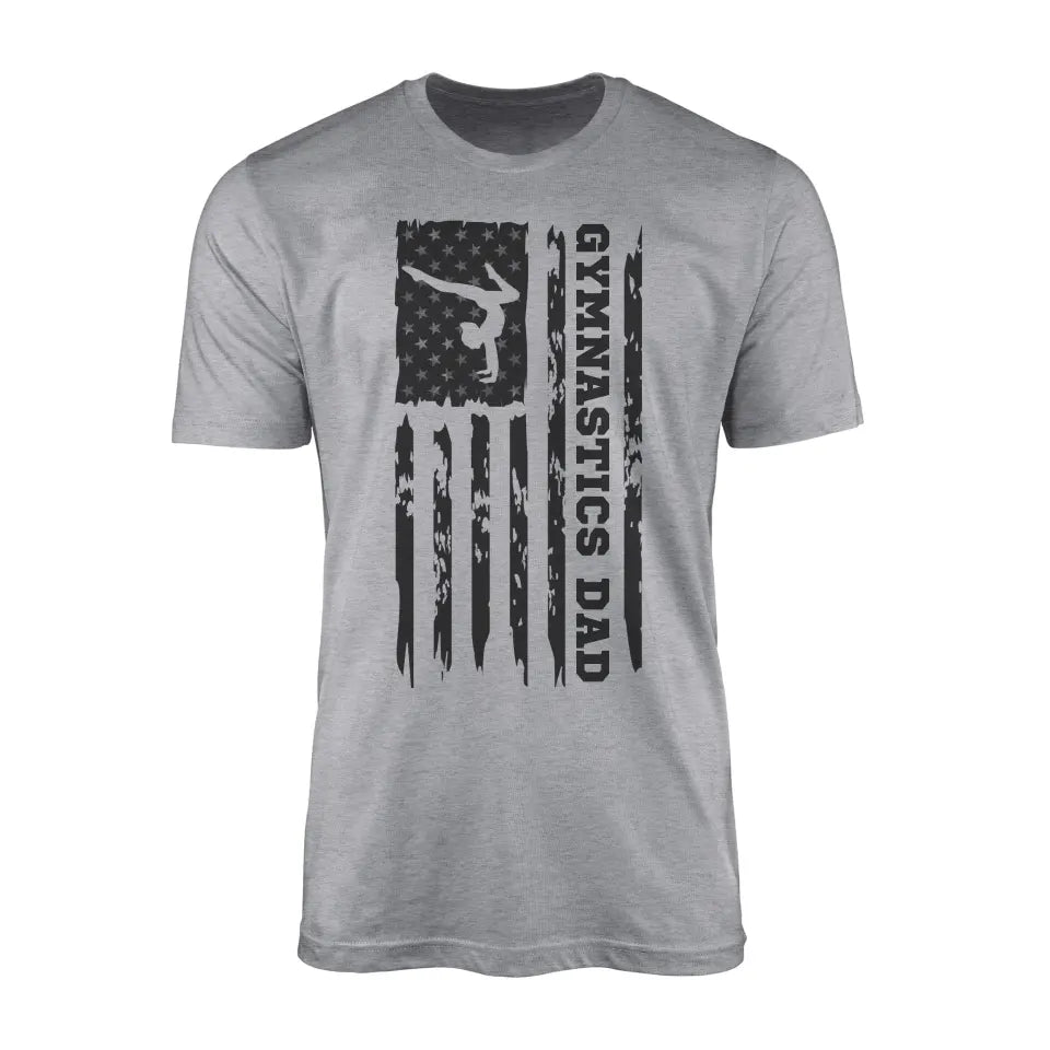 Gymnastics Dad Vertical Flag on a Men's T-Shirt with a Black Graphic