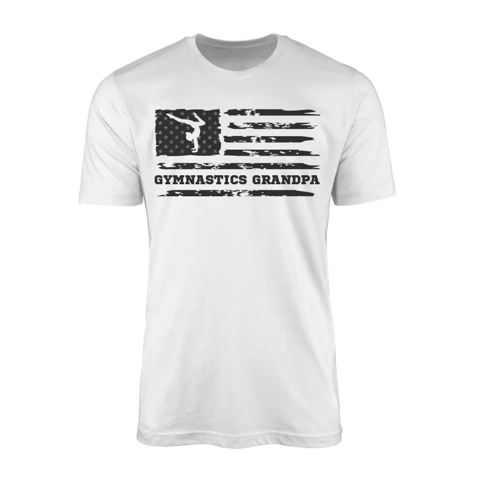Gymnastics Grandpa Horizontal Flag on a Men's T-Shirt with a Black Graphic