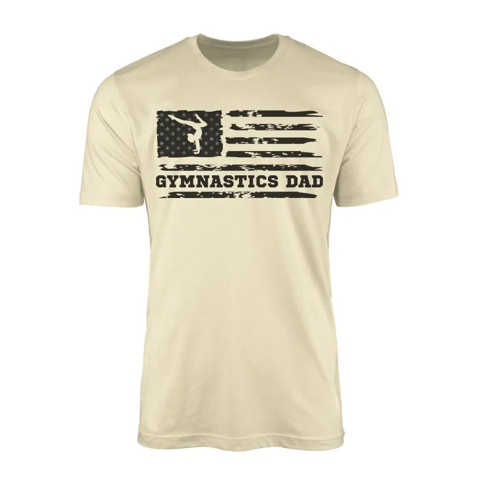 Gymnastics Dad Horizontal Flag on a Men's T-Shirt with a Black Graphic