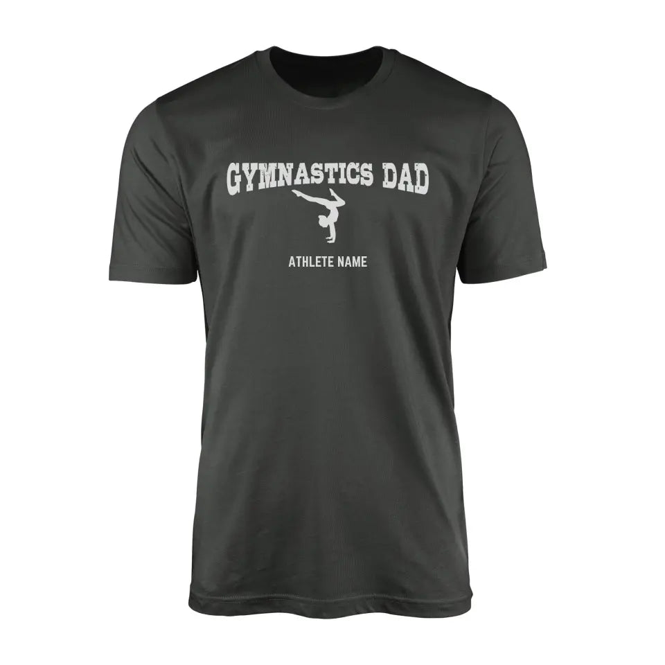 Gymnastics Dad with Gymnast Icon and Gymnast Name on a Men's T-Shirt with a White Graphic
