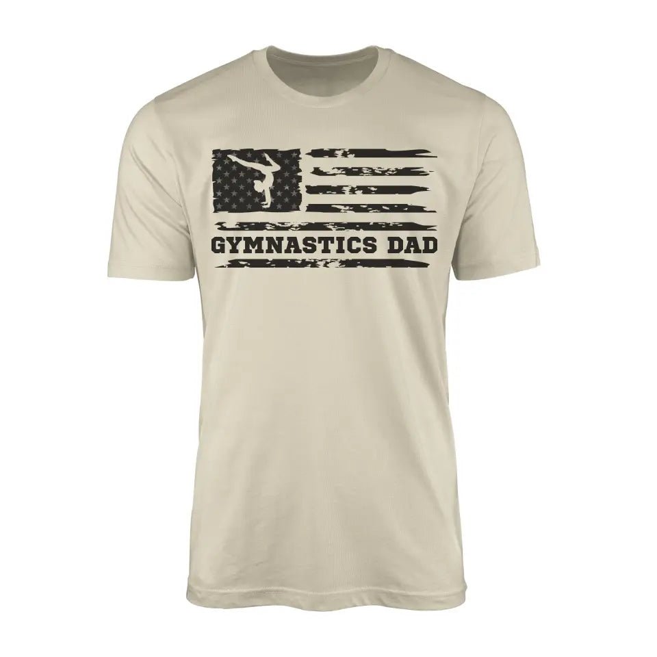 Gymnastics Dad Horizontal Flag on a Men's T-Shirt with a Black Graphic