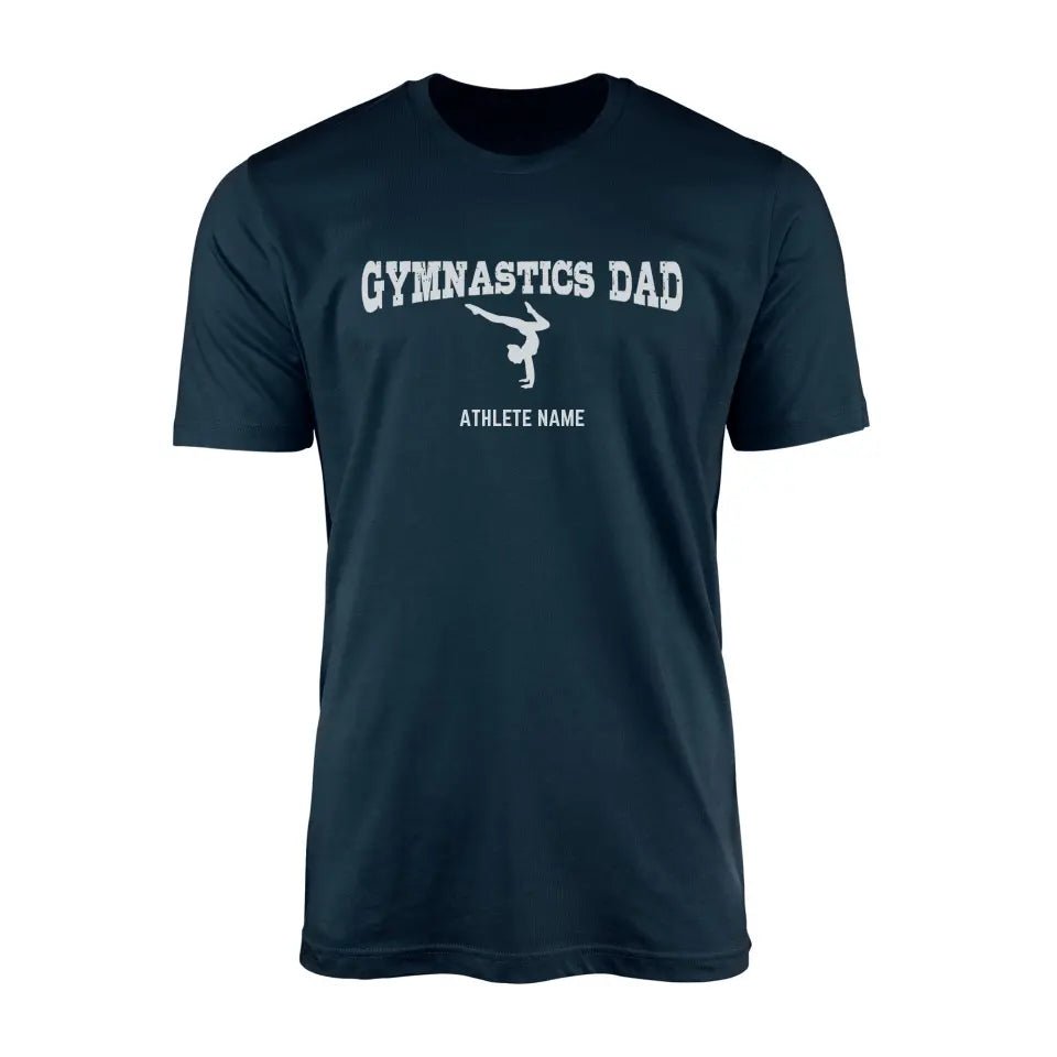 Gymnastics Dad with Gymnast Icon and Gymnast Name on a Men's T-Shirt with a White Graphic