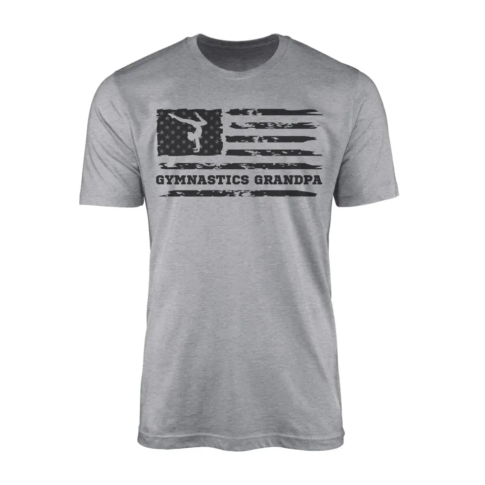 Gymnastics Grandpa Horizontal Flag on a Men's T-Shirt with a Black Graphic