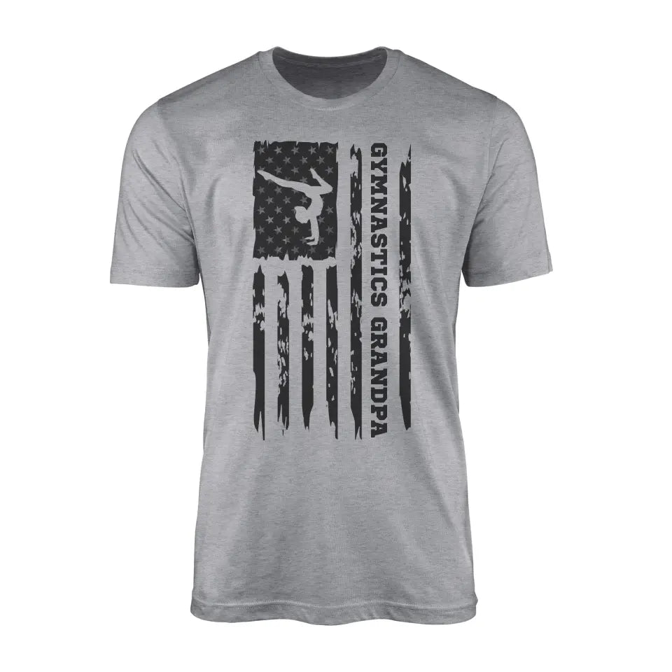 Gymnastics Grandpa Vertical Flag on a Men's T-Shirt with a Black Graphic