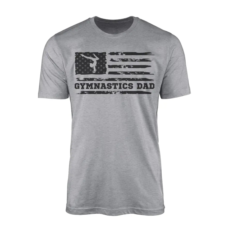Gymnastics Dad Horizontal Flag on a Men's T-Shirt with a Black Graphic