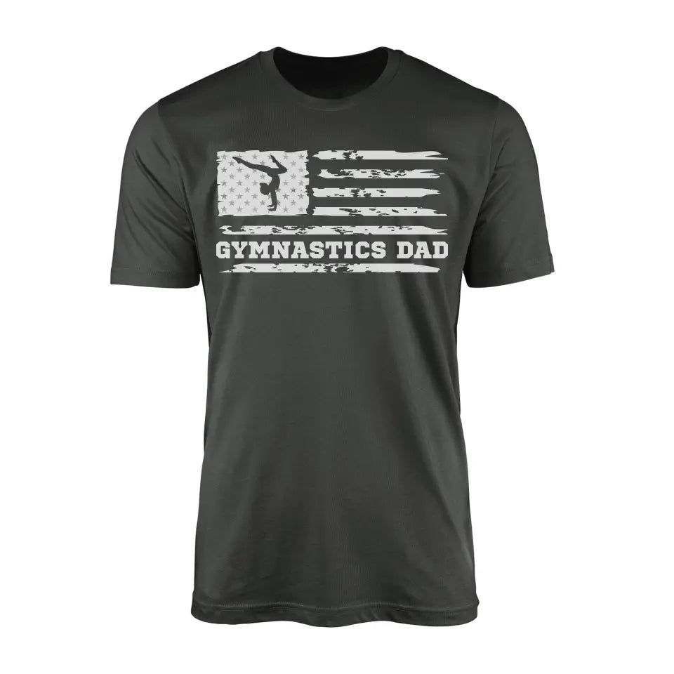 Gymnastics Dad Horizontal Flag on a Men's T-Shirt with a White Graphic